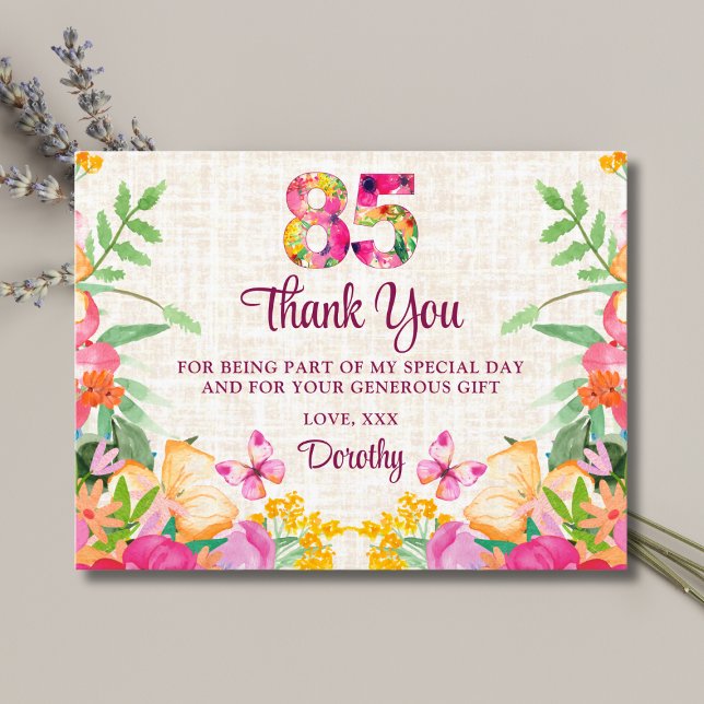 Carte Postale Fleurs de 85 ans Linge floral 85e anniversaire Mer (Créateur téléchargé)