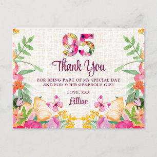 Carte Postale Fleurs de 95 ans Linge floral 95e anniversaire Mer