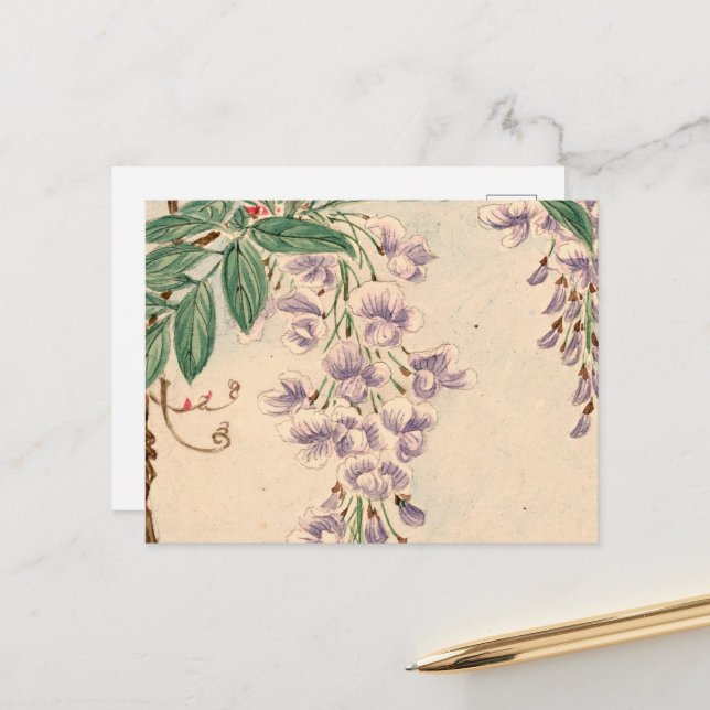 Carte Postale Fleurs de bactéries, Fleurs pourpres, Motif Floral (Devant/Arrière en situation)