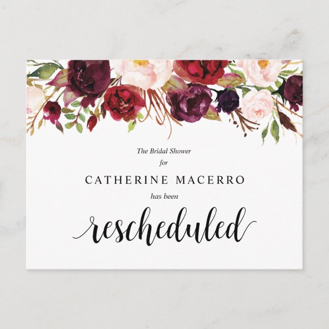 Carte Postale Fleurs de Bourgogne, Noir, Réception de Mariage Re (Devant)