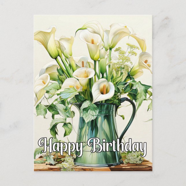 Carte Postale Fleurs de calla fraîchement cueillies (Devant)