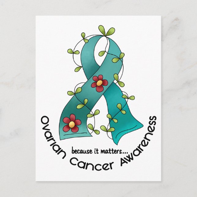 Carte Postale FLEURS DE Cancer Ovarien RIBBON 1 (Devant)