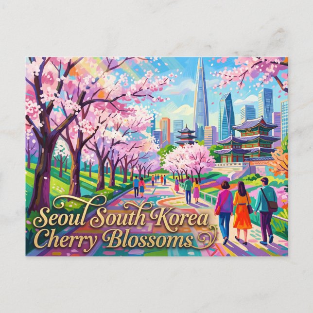 Carte Postale Fleurs de cerisier de Séoul Corée du Sud (Devant)