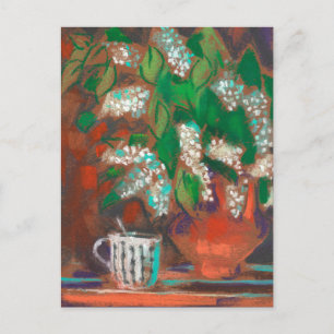 Carte Postale Fleurs de cerisier d'oiseaux Fleurir peinture flor