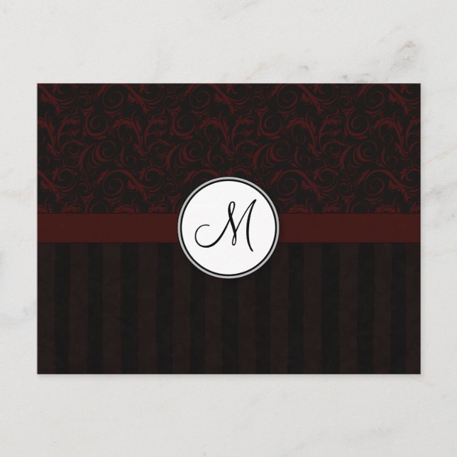 Carte Postale Fleurs de cerisier noir et frites avec Monogramme (Devant)