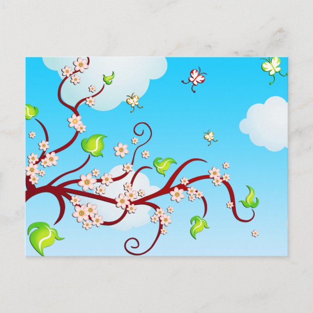 Carte Postale Fleurs de cerisiers (Devant)
