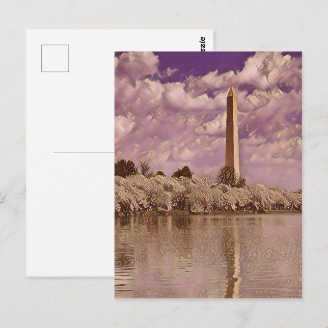 Carte Postale Fleurs de cerisiers au monument Washington (Devant / Derrière)