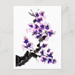 Carte Postale Fleurs de cerisiers pourpres
