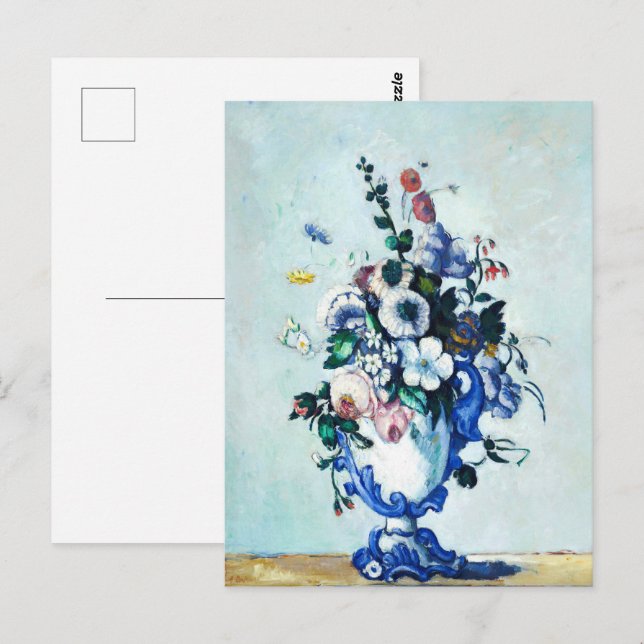 Carte Postale Fleurs de Cézanne dans un vase rococo Impression d (Devant / Derrière)