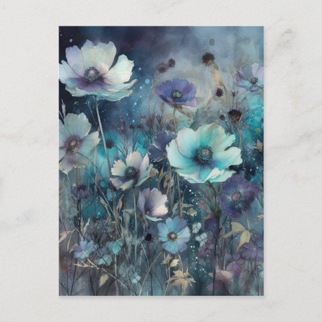 Carte Postale Fleurs de champ bleu sauvage Art (Devant)