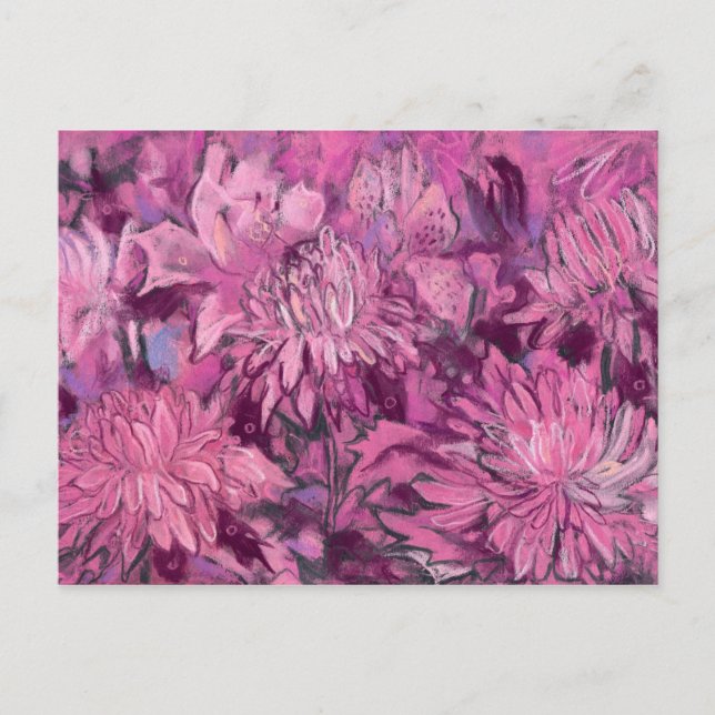 Carte Postale Fleurs de chrysanthème Abstrait floral rose marron (Devant)