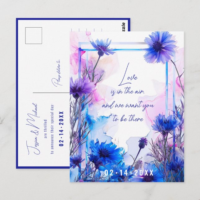 Carte Postale 💍 Fleurs de Cornouailles et Lavande Elégance (Devant / Derrière)
