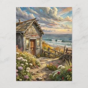 Carte Postale Fleurs de cottage de plage côtière