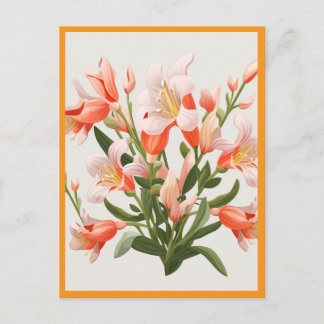 CARTE POSTALE FLEURS DE COULEUR PÊCHE #1