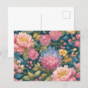 Carte Postale Fleurs de couleur vive florale