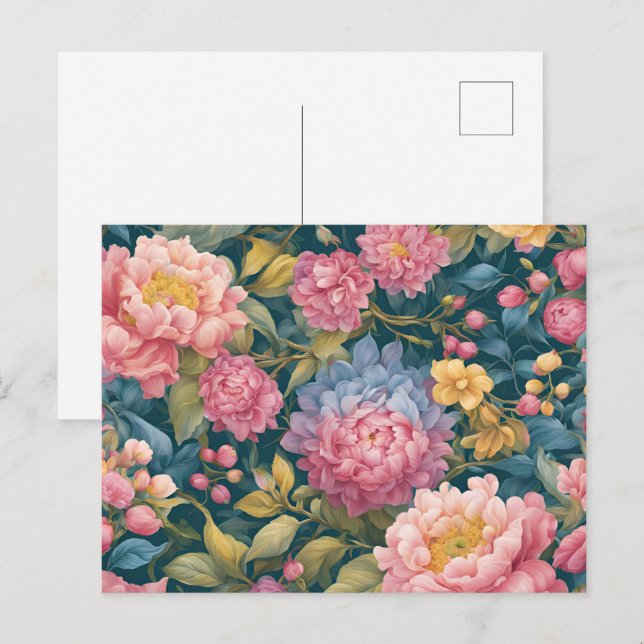 Carte Postale Fleurs de couleur vive florale (Devant / Derrière)