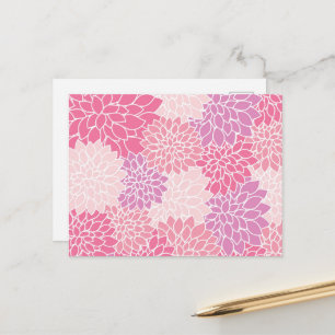 Carte Postale Fleurs de dahlia, motif de fleurs, dahlia rose