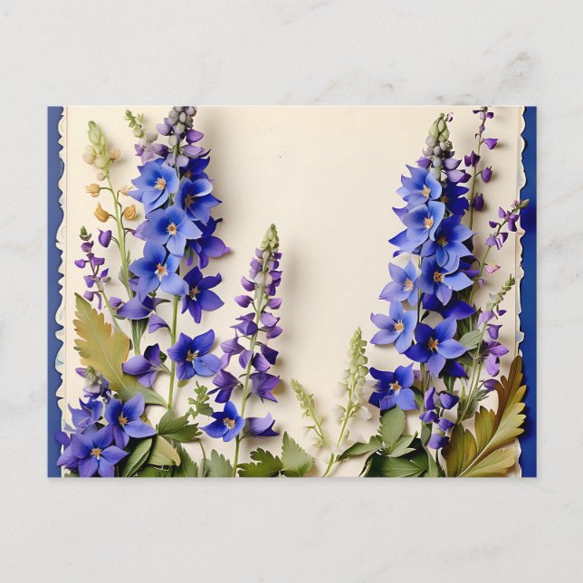 Carte Postale Fleurs de Delphinium Élégantes (Devant)