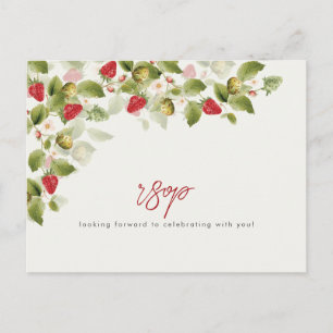 Carte Postale Fleurs de Fraisier Sauvage Rouge Doux Mariage