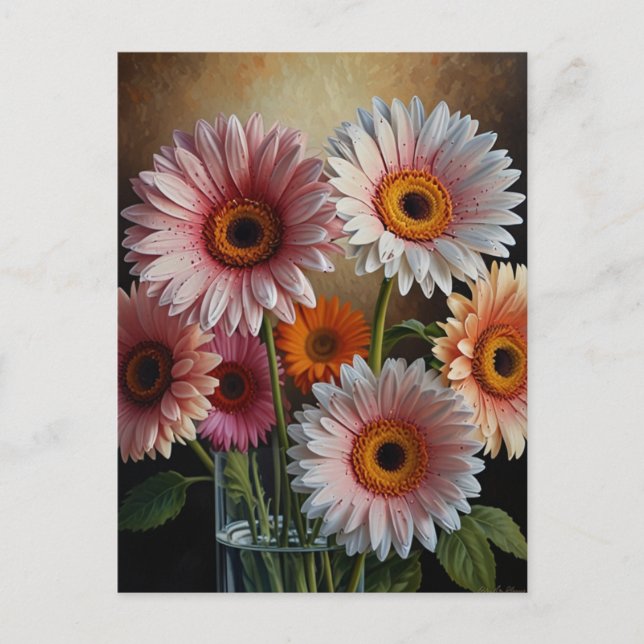Carte Postale fleurs de gerbera (Devant)