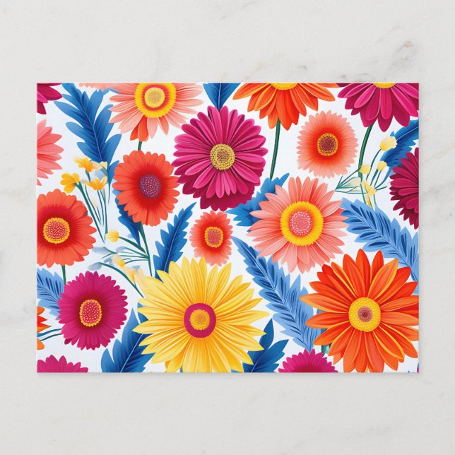 Carte Postale Fleurs de Gerbera Colorées Floral (Devant)