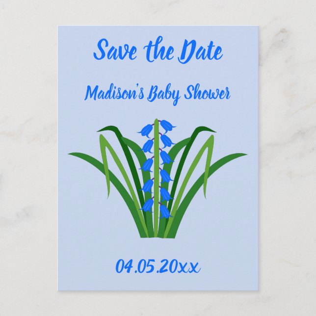 Carte Postale Fleurs de Jacinthe Baby Boy Shower de printemps (Devant)