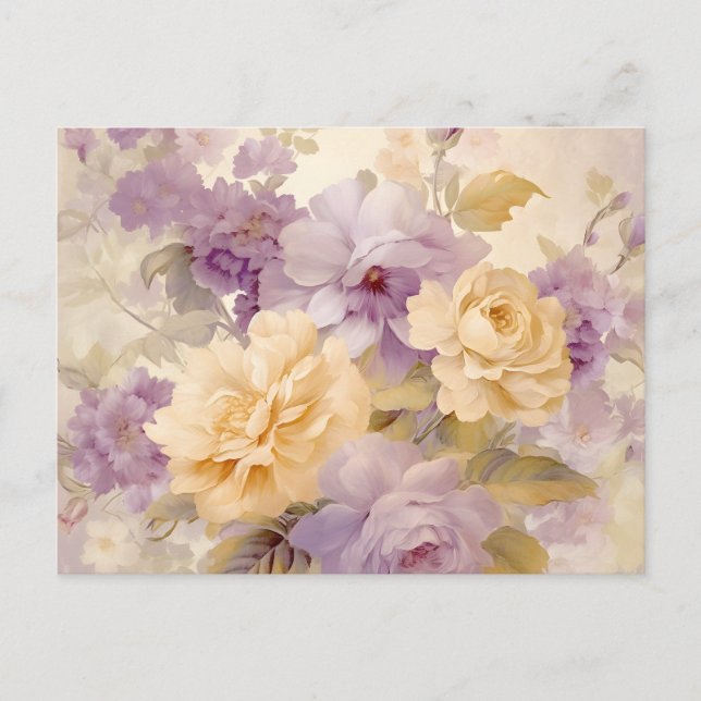 Carte Postale Fleurs de jardin pastel vintage  (Devant)