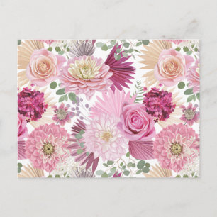 Carte Postale Fleurs de jardin roses mélangées  