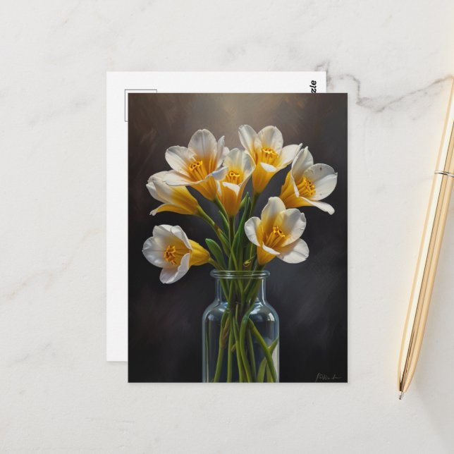 Carte Postale fleurs de la frénésie (Devant/Arrière en situation)