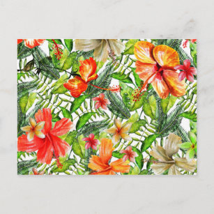 Carte Postale Fleurs de la jungle tropicale exotique Hibiscus