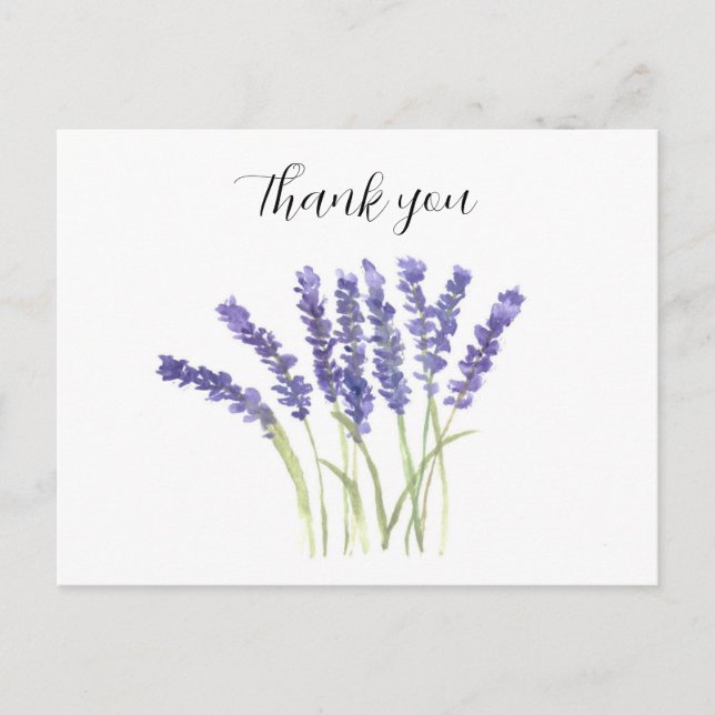 Carte Postale Fleurs de lavande aquarelle Floral rustique violet (Devant)