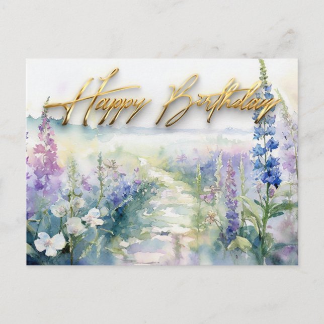 Carte Postale Fleurs de Lavande sauvage Joyeux anniversaire (Devant)