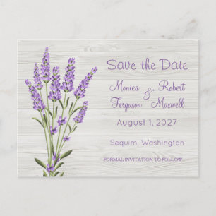 Carte Postale Fleurs de lavande violette sur bois Enregistrer la