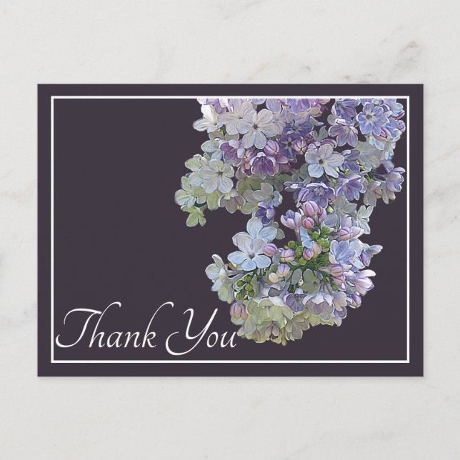 Carte Postale Fleurs de lilas Fond de prunier Merci (Devant)