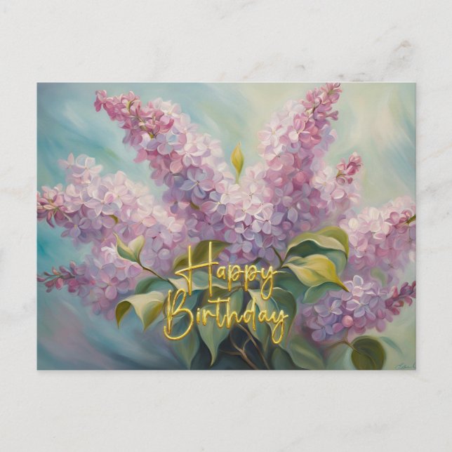 Carte Postale Fleurs de lilas rose Joyeux Anniversaire  (Devant)