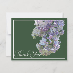 Carte Postale Fleurs de lilas sur fond vert Merci
