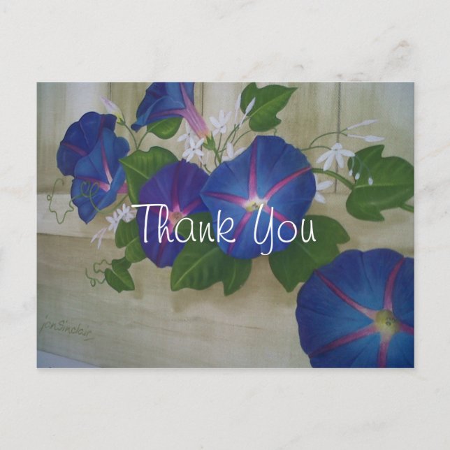 Carte Postale Fleurs de Liseron Bleu Merci (Devant)