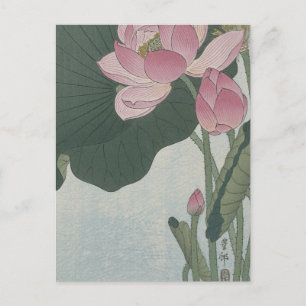 Carte Postale Fleurs de Lotus en fleurs par Ohara Koson