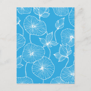 Carte Postale Fleurs de Lotus Feuilles Bleues Blossom