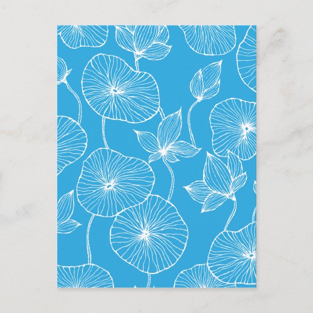 Carte Postale Fleurs de Lotus Feuilles Bleues Blossom (Devant)