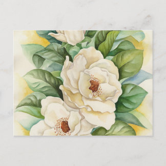 Carte Postale Fleurs de magnolia blanc vintage Art