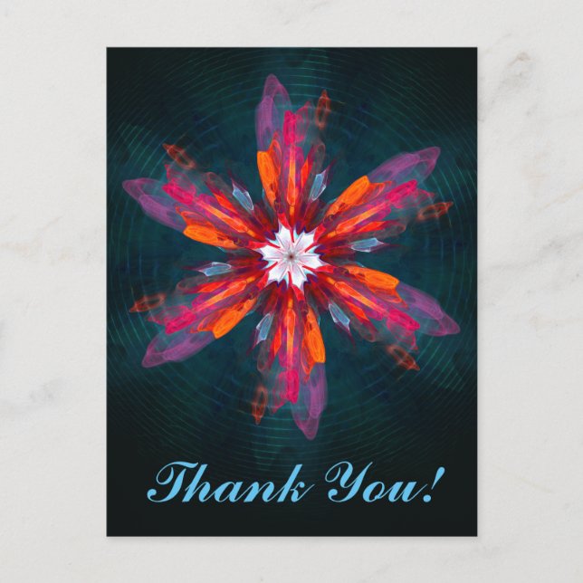 Carte Postale Fleurs de mandala floral Orange Rouge Bleu Abstrai (Devant)