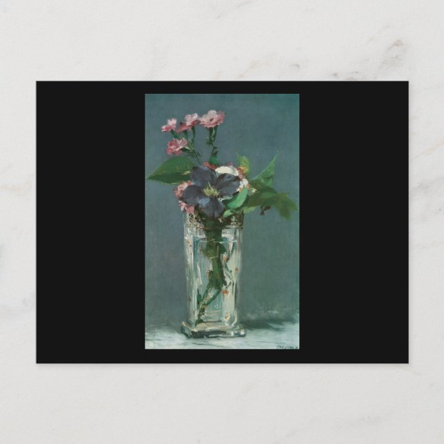 Carte Postale Fleurs de manet dans un vase de cristal (Devant)