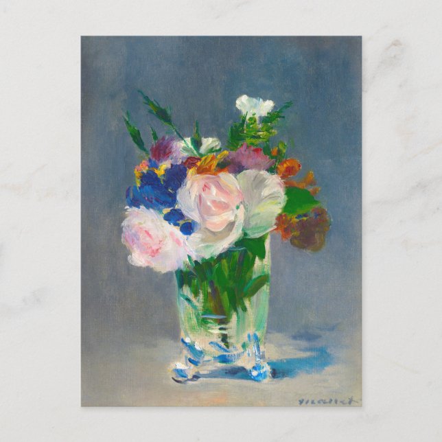 Carte Postale Fleurs de manet dans un vase de cristal (Devant)