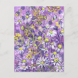 Carte Postale Fleurs de marais Polka Dot Fleurs d'été Floral Art