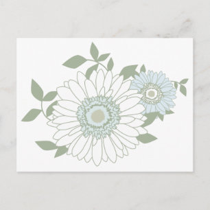 Carte Postale Fleurs de marguerite bleue et blanche Floral Hello