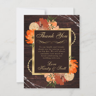 Carte Postale Fleurs de mariage rustiques orange brûlé d'automne