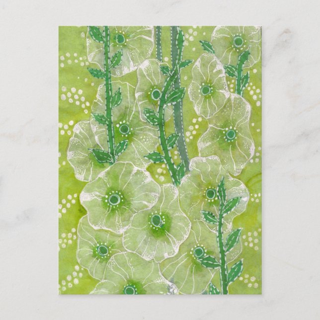 Carte Postale Fleurs de Mauve Malva Teintes Vertes Florales (Devant)