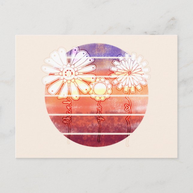 Carte Postale Fleurs de Merci au coucher du soleil - Orange clai (Devant)