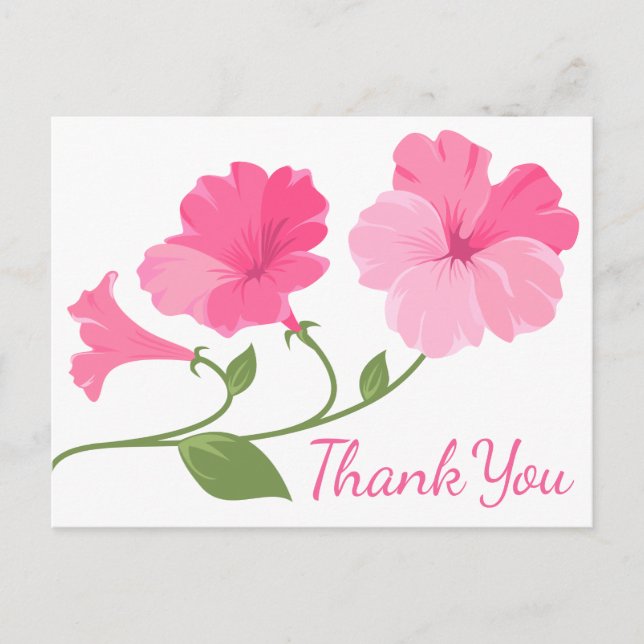 Carte Postale Fleurs de Merci d'aquarelle florale rose Fuchsia (Devant)